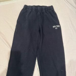 brandy melville navy sweatpants with ny embroidery